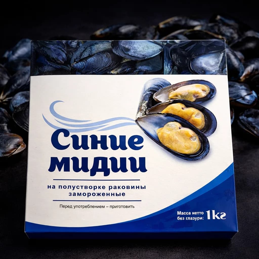 Мидии Синие на полустворке